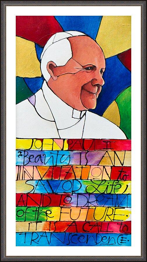 Wall Frame Espresso, Matted - St. John Paul II by Br. Mickey McGrath, OSFS - Trinity Stores