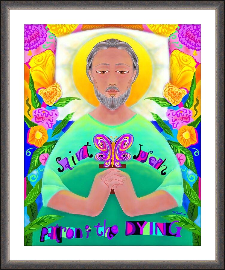 Wall Frame Espresso, Matted - St. Joseph Patron of the Dying by Br. Mickey McGrath, OSFS - Trinity Stores