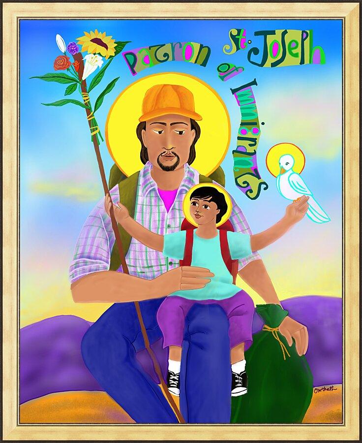 Wall Frame Gold - St. Joseph Patron of Immigrants by M. McGrath