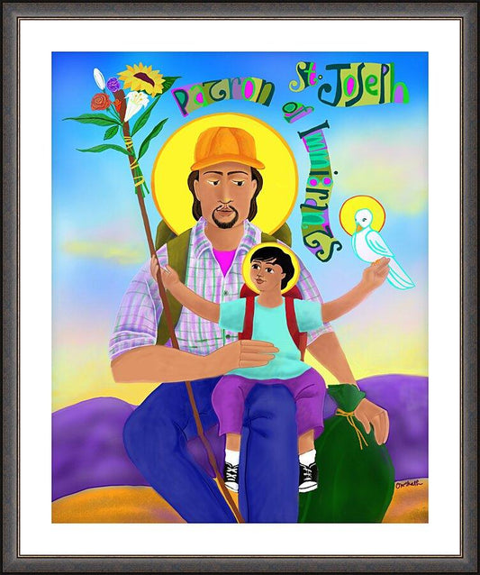 Wall Frame Espresso, Matted - St. Joseph Patron of Immigrants by M. McGrath