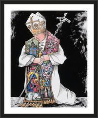 Wall Frame Black - St. John Paul II Kneeling by M. McGrath