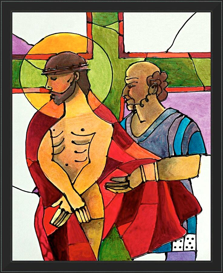 Wall Frame Black - Stations of the Cross - 10 Jesus is Stripped of His Clothes by M. McGrath