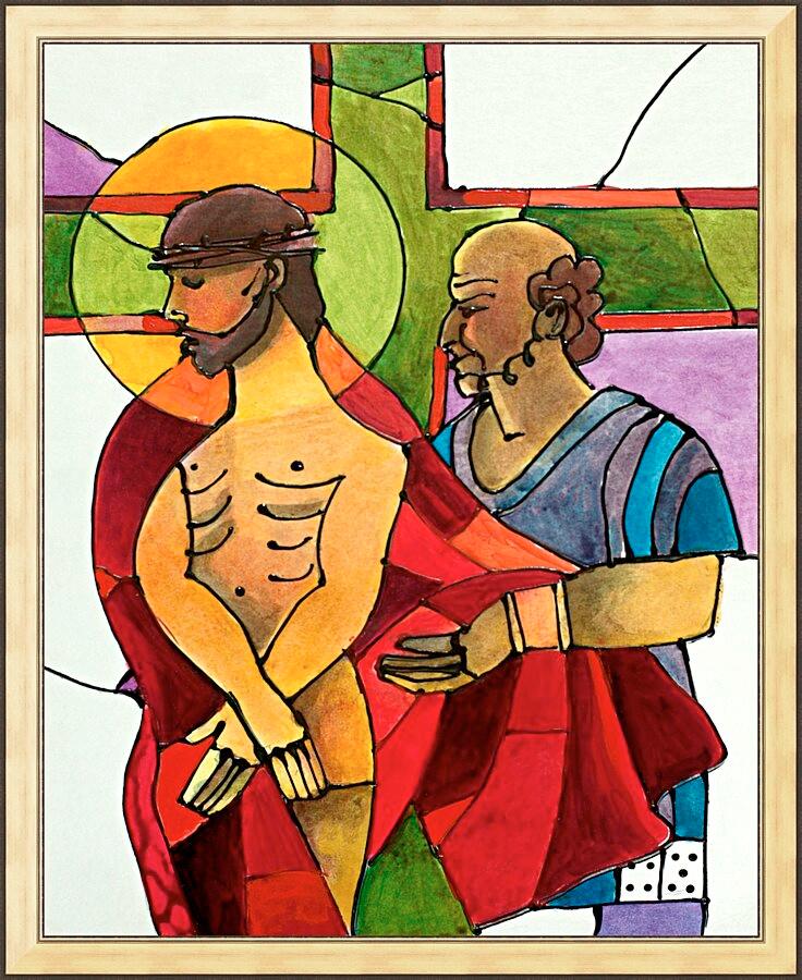 Wall Frame Gold - Stations of the Cross - 10 Jesus is Stripped of His Clothes by M. McGrath