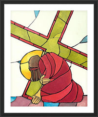 Wall Frame Black - Stations of the Cross - 7 Jesus Falls a Second Time by M. McGrath