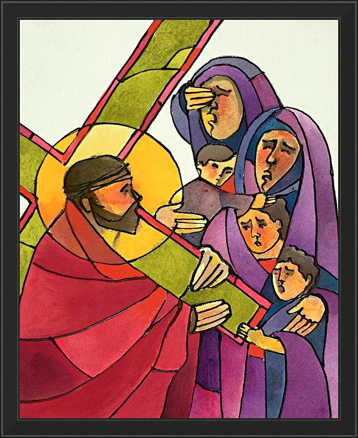 Wall Frame Black - Stations of the Cross - 8 Jesus Meets the Women of Jerusalem by Br. Mickey McGrath, OSFS - Trinity Stores