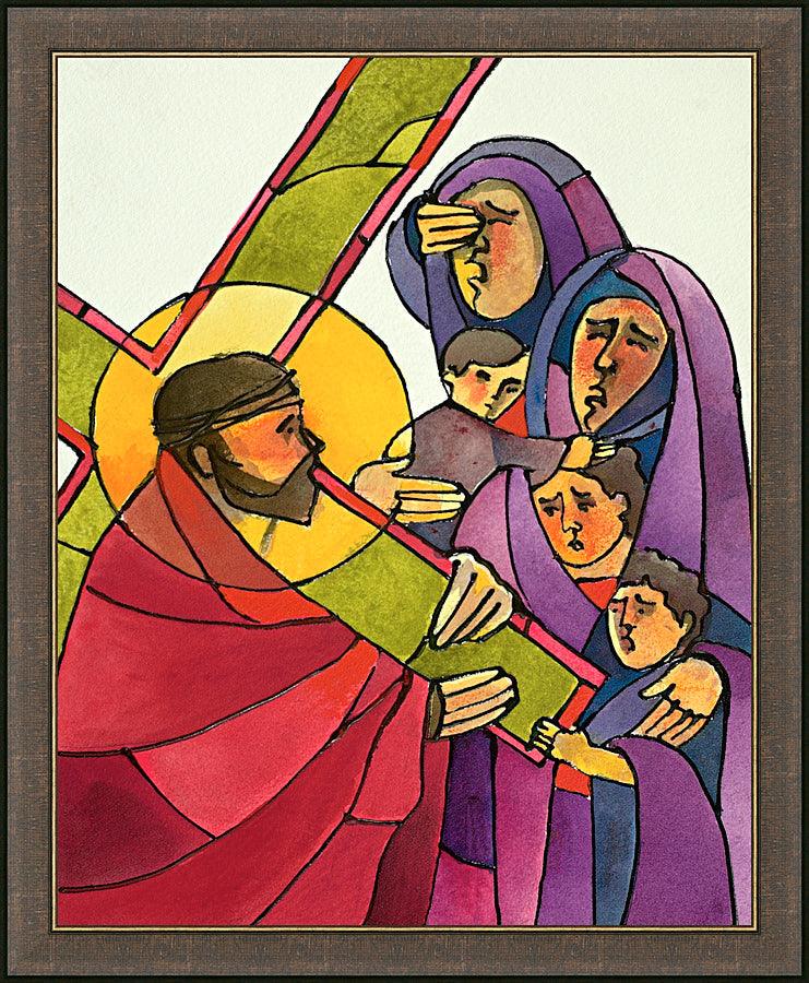 Wall Frame Espresso - Stations of the Cross - 08 Jesus Meets the Women of Jerusalem by Br. Mickey McGrath, OSFS - Trinity Stores