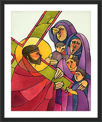 Wall Frame Black - Stations of the Cross - 8 Jesus Meets the Women of Jerusalem by M. McGrath