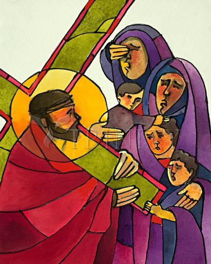 Wall Frame Espresso, Matted - Stations of the Cross - 8 Jesus Meets the Women of Jerusalem by Br. Mickey McGrath, OSFS - Trinity Stores