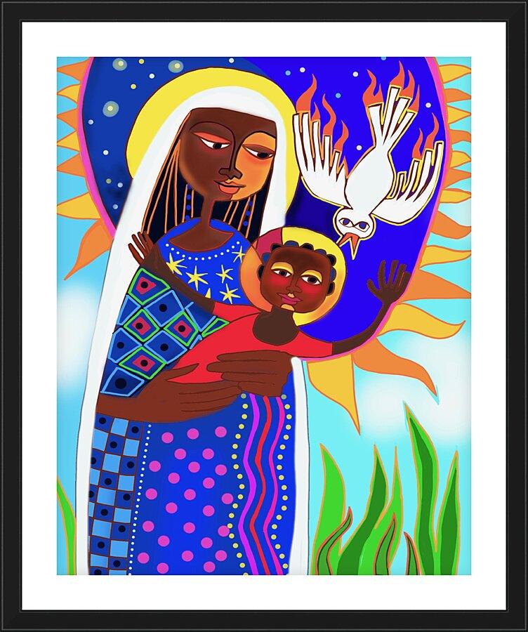 Wall Frame Black, Matted - Kenya Madonna and Child by Br. Mickey McGrath, OSFS - Trinity Stores
