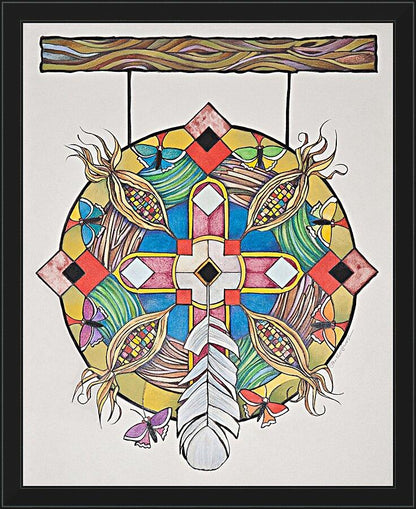 Wall Frame Black - St. Kateri Tekakwitha's Mandala by Br. Mickey McGrath, OSFS - Trinity Stores