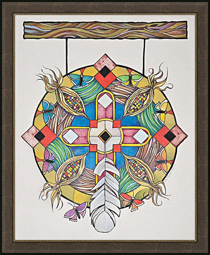 Wall Frame Espresso - St. Kateri Tekakwitha's Mandala by Br. Mickey McGrath, OSFS - Trinity Stores