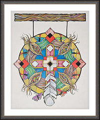 Wall Frame Espresso - St. Kateri Tekakwitha's Mandala by M. McGrath