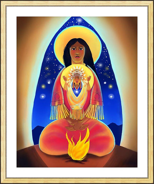 Wall Frame Gold, Matted - Lakota Madonna with Child by M. McGrath