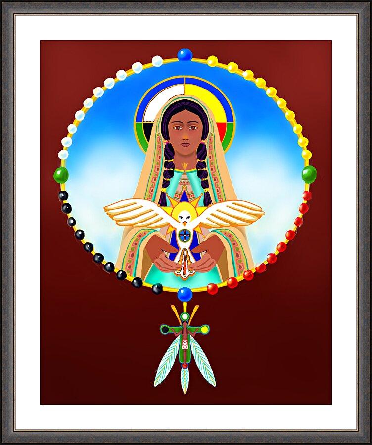 Wall Frame Espresso, Matted - Lakota Rosary by Br. Mickey McGrath, OSFS - Trinity Stores