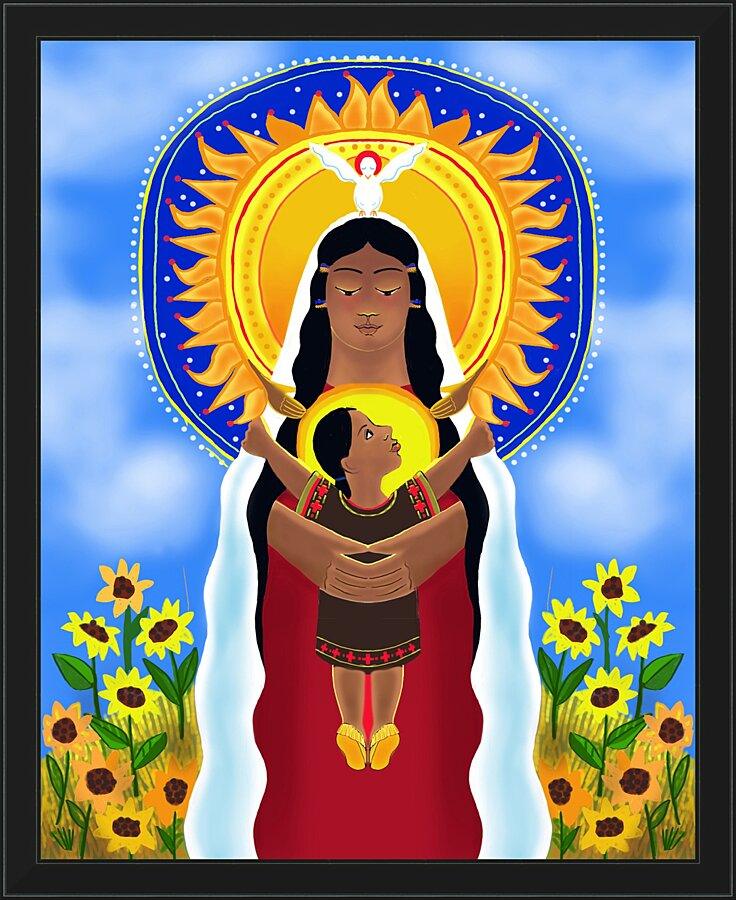 Wall Frame Black - Lakota Madonna with Sunflowers by Br. Mickey McGrath, OSFS - Trinity Stores
