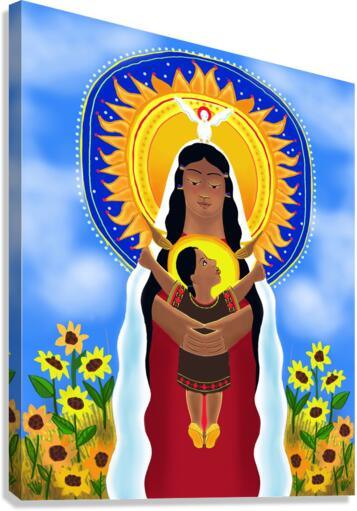 Canvas Print - Lakota Madonna with Sunflowers by Br. Mickey McGrath, OSFS - Trinity Stores