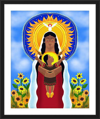 Wall Frame Black - Lakota Madonna with Sunflowers by M. McGrath
