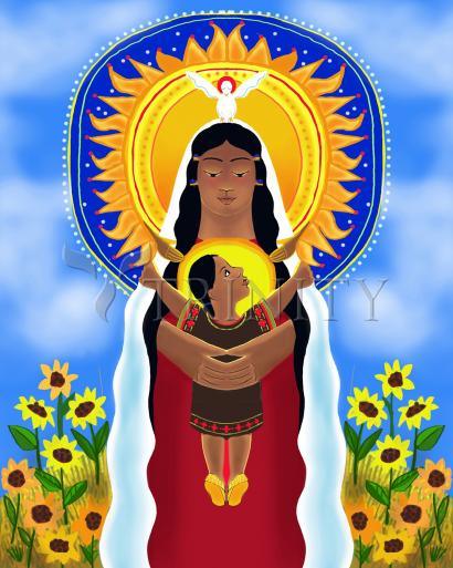 Wall Frame Gold, Matted - Lakota Madonna with Sunflowers by M. McGrath