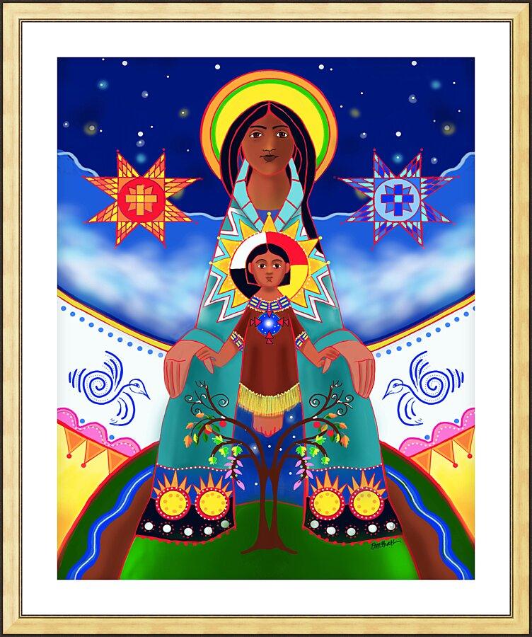 Wall Frame Gold, Matted - Lakota Tipi Madonna by Br. Mickey McGrath, OSFS - Trinity Stores