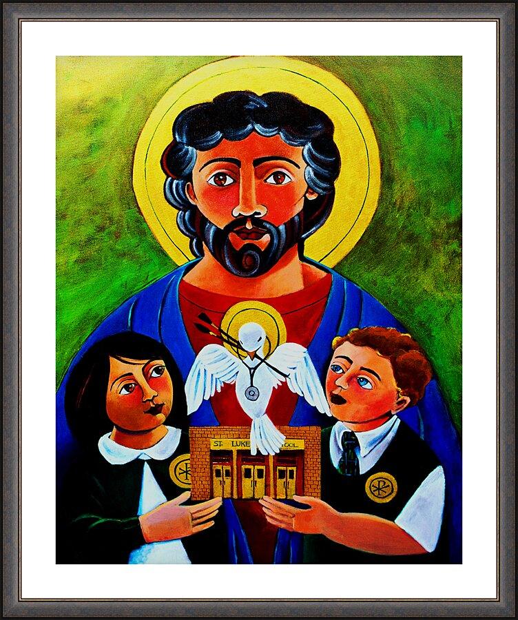 Wall Frame Espresso, Matted - St. Luke the Evangelist by Br. Mickey McGrath, OSFS - Trinity Stores