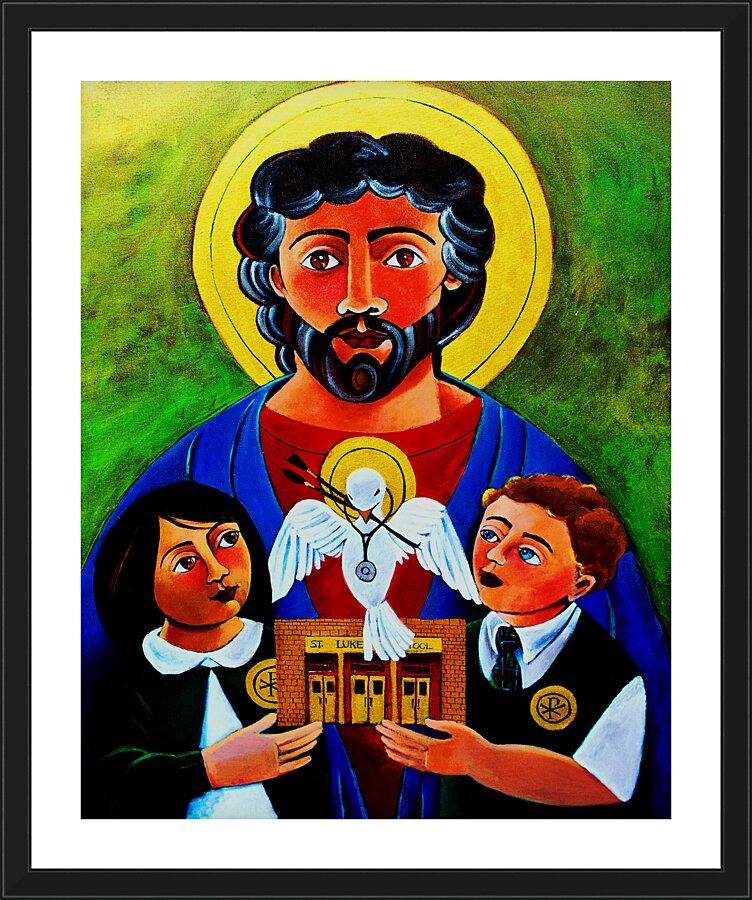 Wall Frame Black, Matted - St. Luke the Evangelist by Br. Mickey McGrath, OSFS - Trinity Stores