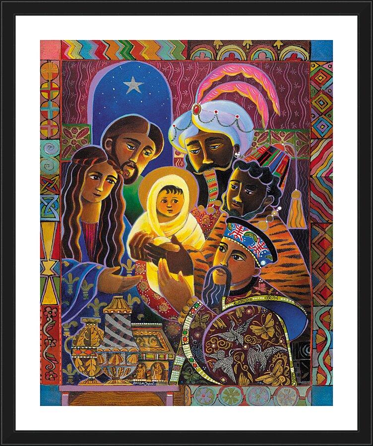 Wall Frame Black, Matted - Light of the World Nativity by Br. Mickey McGrath, OSFS - Trinity Stores