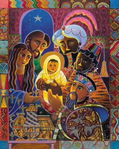 Wall Frame Black, Matted - Light of the World Nativity by M. McGrath