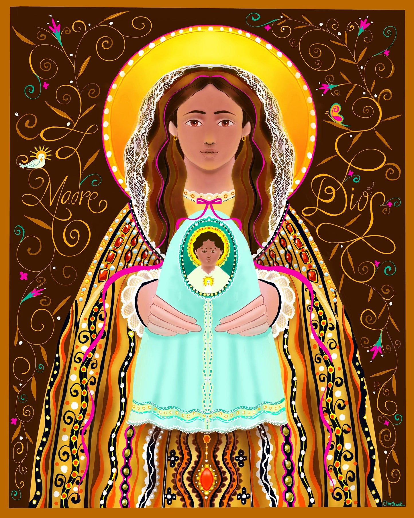 Wall Frame Gold, Matted - Madre Dios by Br. Mickey McGrath, OSFS - Trinity Stores