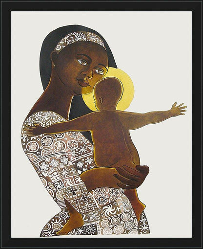 Wall Frame Black - Mary, Mother of God by Br. Mickey McGrath, OSFS - Trinity Stores