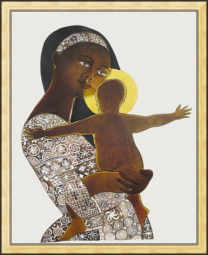 Wall Frame Gold - Mary, Mother of God by Br. Mickey McGrath, OSFS - Trinity Stores