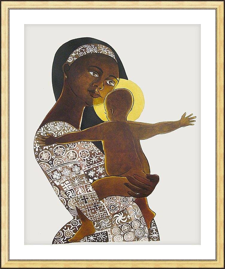 Wall Frame Gold, Matted - Mary, Mother of God by Br. Mickey McGrath, OSFS - Trinity Stores