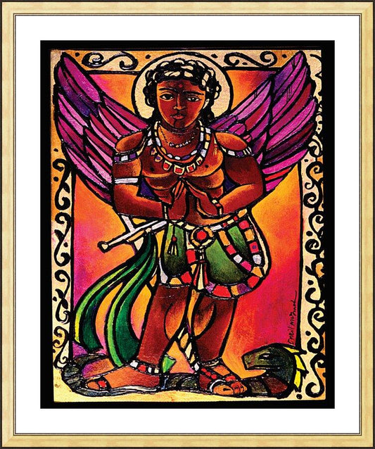 Wall Frame Gold, Matted - St. Michael Archangel by M. McGrath