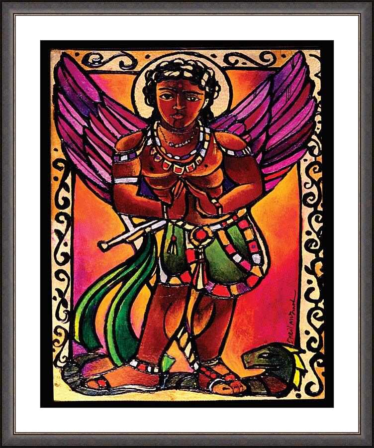 Wall Frame Espresso, Matted - St. Michael Archangel by Br. Mickey McGrath, OSFS - Trinity Stores