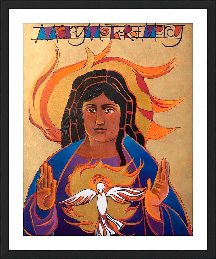 Wall Frame Black, Matted - Mary Mother of Mercy by Br. Mickey McGrath, OSFS - Trinity Stores