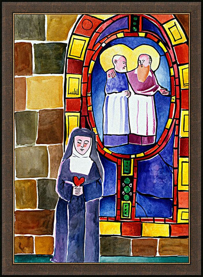 Wall Frame Espresso - St. Margaret Mary Alacoque at Window by Br. Mickey McGrath, OSFS - Trinity Stores