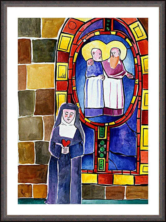 Wall Frame Espresso, Matted - St. Margaret Mary Alacoque at Window by M. McGrath