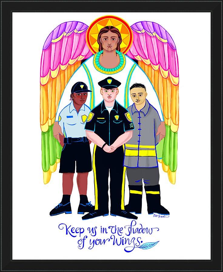 Wall Frame Black - St. Michael Archangel: Patron of Police and First Responders by Br. Mickey McGrath, OSFS - Trinity Stores