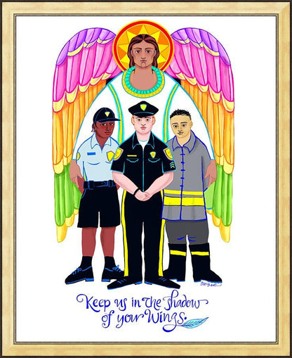 Wall Frame Gold - St. Michael Archangel: Patron of Police and First Responders by Br. Mickey McGrath, OSFS - Trinity Stores