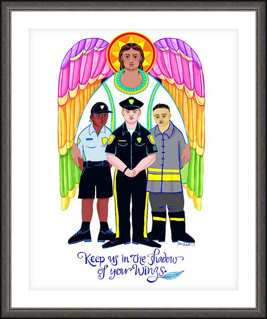 Wall Frame Espresso, Matted - St. Michael Archangel: Patron of Police and First Responders by M. McGrath