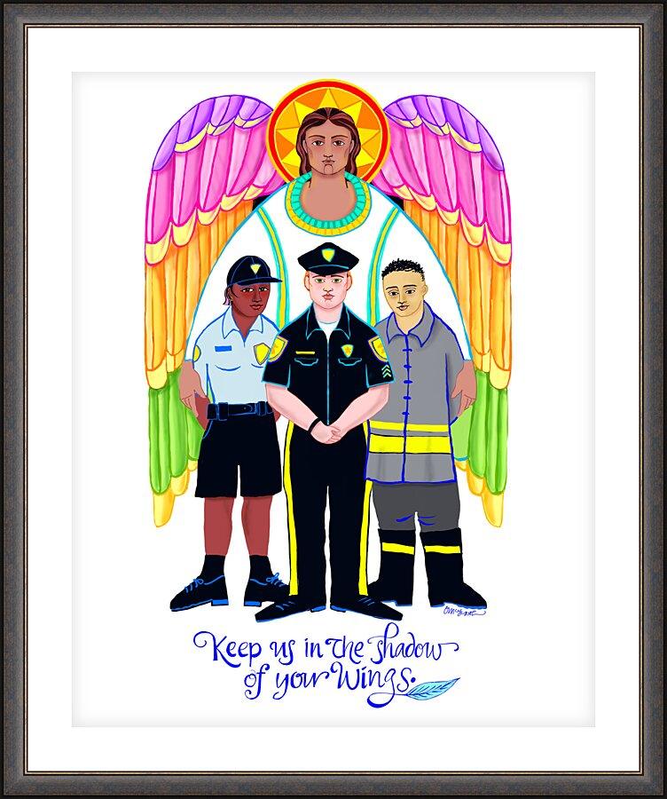 Wall Frame Espresso, Matted - St. Michael Archangel: Patron of Police and First Responders by Br. Mickey McGrath, OSFS - Trinity Stores