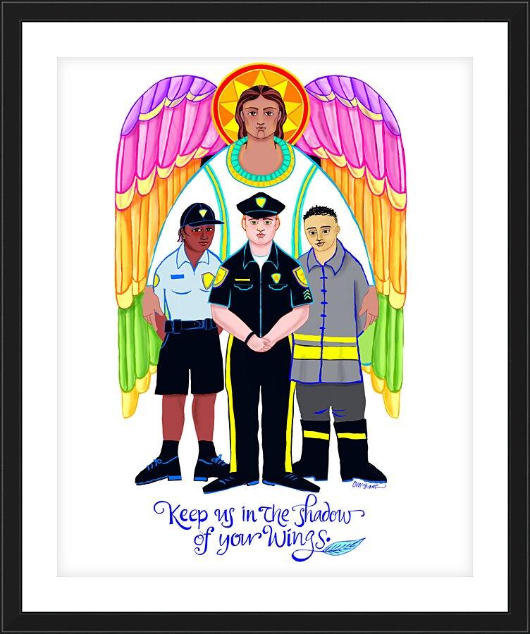 Wall Frame Black, Matted - St. Michael Archangel: Patron of Police and First Responders by Br. Mickey McGrath, OSFS - Trinity Stores