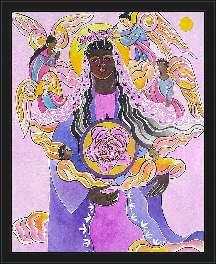 Wall Frame Black - Mary, Mystical Rose by Br. Mickey McGrath, OSFS - Trinity Stores
