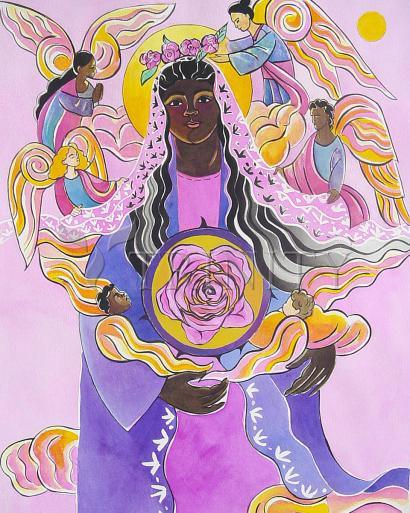 Acrylic Print - Mary, Mystical Rose by Br. Mickey McGrath, OSFS - Trinity Stores