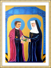 Wall Frame Gold - Sts. John Neumann and Katharine Drexel by M. McGrath