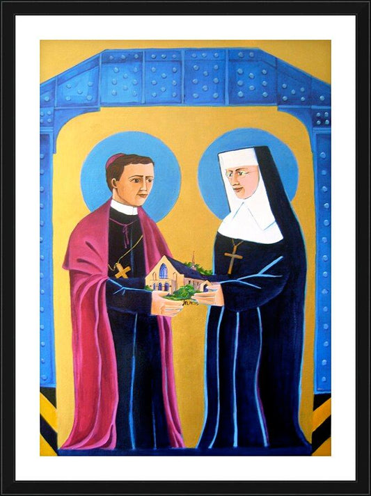 Wall Frame Black, Matted - Sts. John Neumann and Katharine Drexel by M. McGrath