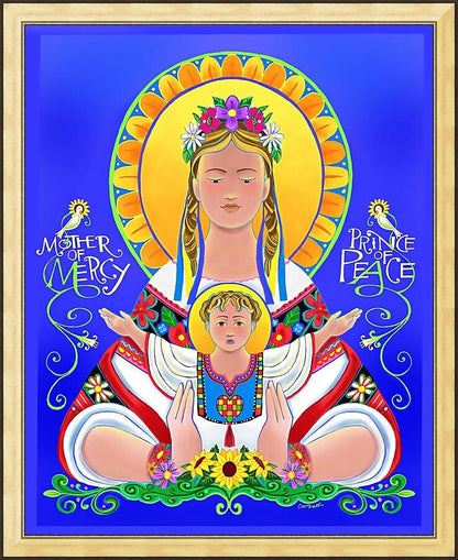 Wall Frame Gold - Our Lady of the Ukraine by Br. Mickey McGrath, OSFS - Trinity Stores