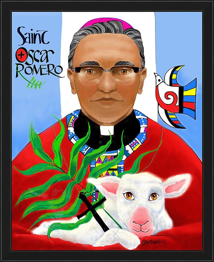 Wall Frame Black - St. Oscar Romero by Br. Mickey McGrath, OSFS - Trinity Stores