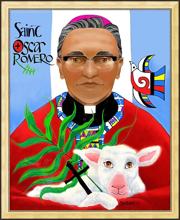 Wall Frame Gold - St. Oscar Romero by Br. Mickey McGrath, OSFS - Trinity Stores