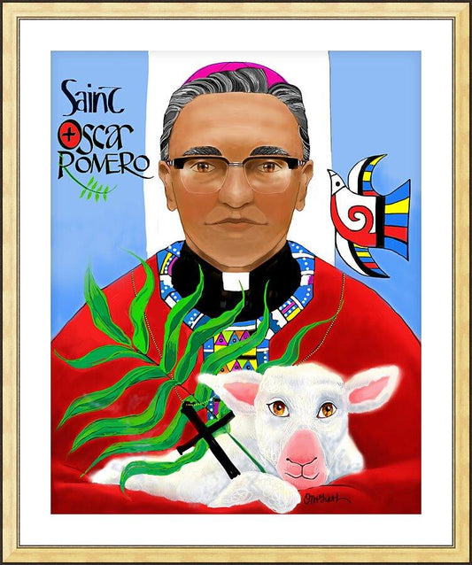 Wall Frame Gold, Matted - St. Oscar Romero by M. McGrath