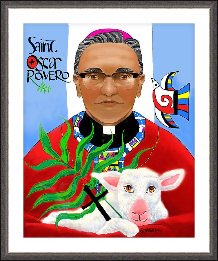 Wall Frame Espresso, Matted - St. Oscar Romero by Br. Mickey McGrath, OSFS - Trinity Stores